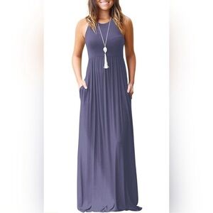 GRECERELLE Women's Sleeveless Racerback Maxi Dress Pockets Purple Size Medium